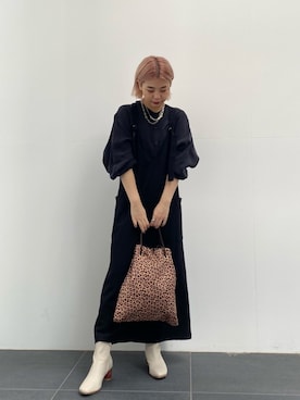 「ノーカラーシャツ」｜「アイテム（ワンピース/ドレス）」を使った、ｙｕｚｕｋｉさん（レディース・163cm）の秋コーディネート