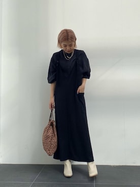 「ノーカラーシャツ」｜「アイテム（ワンピース/ドレス）」を使った、ｙｕｚｕｋｉさん（レディース・163cm）の冬コーディネート