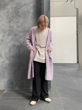「ロングカーディガン」｜「アイテム（その他アウター）」を使った、ｙｕｚｕｋｉさん（レディース・163cm）の冬コーディネート