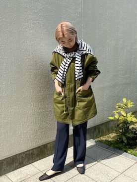 「カーキアウター」｜「アイテム（モッズコート）」を使った、ｙｕｚｕｋｉさん（レディース・163cm）の春コーディネート