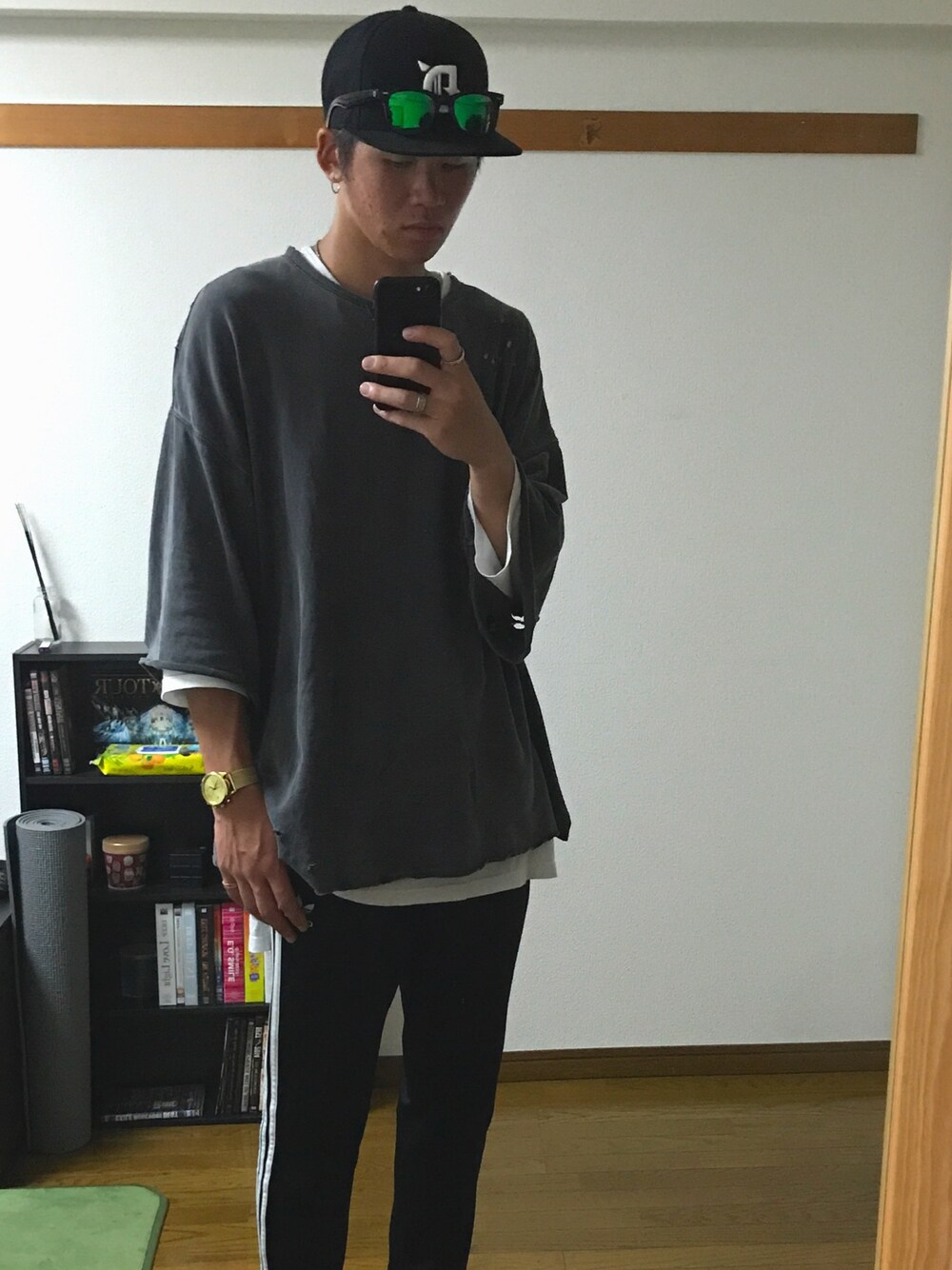 「夏、ビックシルエット、HARE、DOBERMAN INFINITY、NMG、adidas、夏フェス」｜「DOBERMANINFINITYのアイテム（キャップ、ブラック系）」を使った、さとしさん（メンズ・177cm）の夏コーディネートの1枚目の写真
