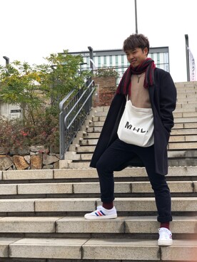 「Right-on（ライトオン）のアイテム（チェスターコート）」を使った、kakeruさん（メンズ・173cm）の冬コーディネート