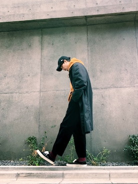 「ミニタリー」｜「アイテム（帽子）」を使った、Kame 𓆉さん（メンズ・180cm）の冬コーディネート