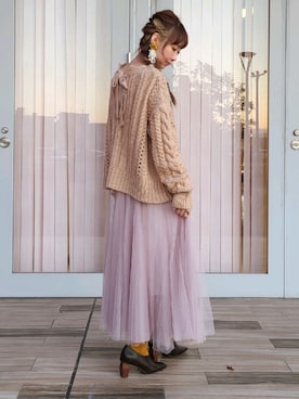 「axes femme POETIQUE（アクシーズファムポエティック）のアイテム（ニット/セーター）」を使った、natsuさん（レディース・158cm）の秋コーディネート