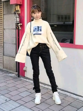 「axes femme POETIQUE（アクシーズファムポエティック）のアイテム（パンツ）」を使った、natsuさん（レディース・158cm）の冬コーディネート