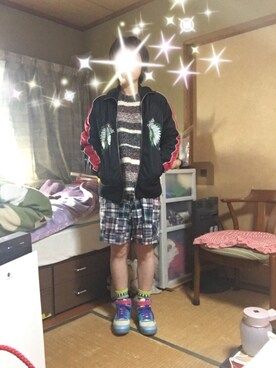 「B.L.U.E（ビーエルユーイー）のアイテム（パンツ）」を使った、megupeeさん（レディース・152cm）の冬コーディネート