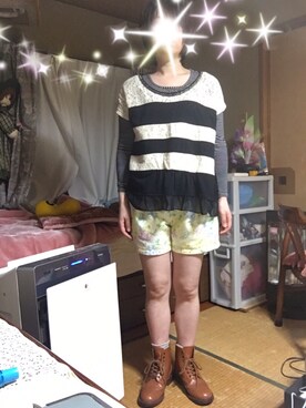 「ARROW（アロー）のアイテム（パンツ）」を使った、megupeeさん（レディース・152cm）の春コーディネート