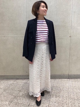 「マリンコーデ」｜「アイテム（バレエシューズ）」を使った、宮﨑　菜摘さん（レディース・154cm）の冬コーディネート