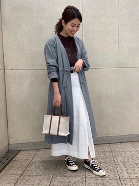 「green label relaxing（グリーンレーベルリラクシング）のアイテム（その他アウター）」を使った、宮﨑　菜摘さん（レディース・154cm）の春コーディネート