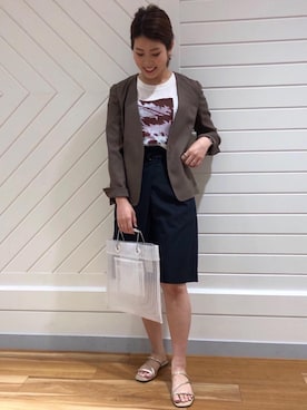 「遊び心のあるJacket Style」｜「アイテム（ノーカラージャケット）」を使った、宮﨑　菜摘さん（レディース・155cm）の春コーディネート