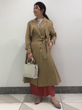 「セントジェームス」｜「アイテム（トレンチコート）」を使った、宮﨑　菜摘さん（レディース・155cm）の冬コーディネート