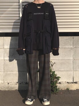 「stein（シュタイン）のアイテム（ベスト）」を使った、こへさん（メンズ・172cm）の冬コーディネート