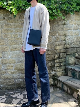 「アイテム（カーディガン/ボレロ）」を使った、Tatsuyaさん（メンズ・186cm）の春コーディネート