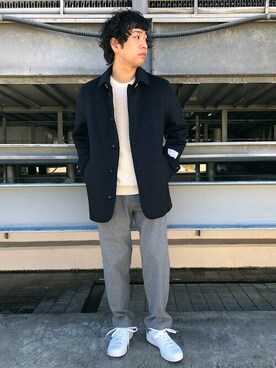 「SHIPS any（シップス エニィ）のアイテム（ピーコート）」を使った、奥原さん（メンズ・177cm）の秋コーディネート