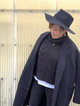 「Ungrid（アングリッド）のアイテム（ハット、ブラック系）」を使った、NATSUKO.co.jpさん（レディース・163cm）の冬コーディネート