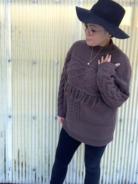 「Ungrid（アングリッド）のアイテム（ハット、ブラック系）」を使った、NATSUKO.co.jpさん（レディース・163cm）の冬コーディネート