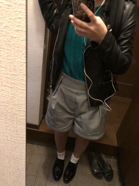 「American Eagle（アメリカンイーグル）のアイテム（ニット/セーター、グリーン系）」を使った、ゆっちさん（レディース・160cm）の春コーディネート