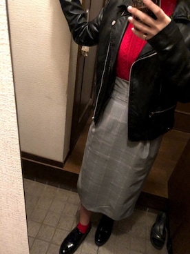 「Bershka（ベルシュカ）のアイテム（ライダースジャケット、ブラック系）」を使った、ゆっちさん（レディース・160cm）の春コーディネート