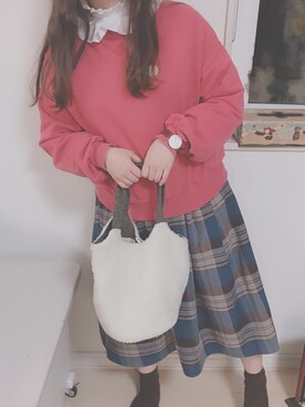 「POU DOU DOU（プードゥドゥ）のアイテム（スウェット）」を使った、カンナさん（レディース・154cm）の冬コーディネート