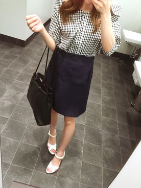 「EMODA（エモダ）のアイテム（トートバッグ）」を使った、Saeさん（レディース・161cm）の春コーディネート