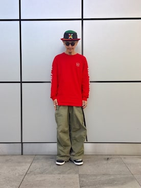 「袖プリント」｜inata shinyaさん（メンズ・174cm）の夏コーディネート