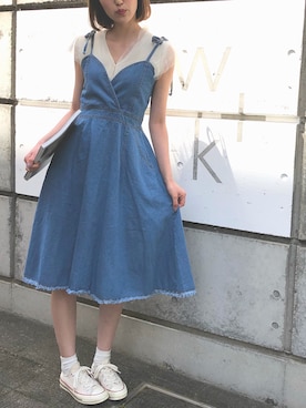 「デニムワンピース着まわし」｜8ou_styleさん（レディース・167cm）の春コーディネート