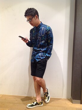 「MSGM（エムエスジーエム）のアイテム（スリッポン）」を使った、岡田さん（メンズ・170cm）の夏コーディネート