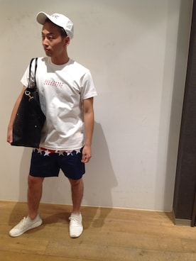 「surt（サート）のアイテム（帽子）」を使った、岡田さん（メンズ・175cm）の夏コーディネート