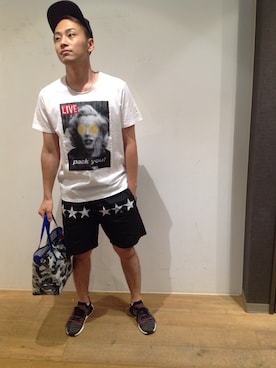 「MARBLES（マーブルズ）のアイテム（パンツ）」を使った、岡田さん（メンズ・175cm）の夏コーディネート