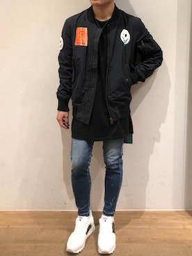「surt」｜「アイテム（MA-1）」を使った、岡田さん（メンズ・165cm）の夏コーディネート
