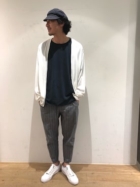 「BLUEY（ブルーイ）のアイテム」を使った、岡田さん（メンズ・182cm）の夏コーディネート