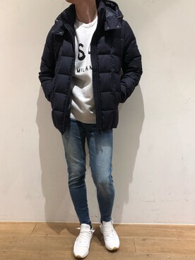 「MSGM（エムエスジーエム）のアイテム（スウェット）」を使った、岡田さん（メンズ・175cm）の夏コーディネート