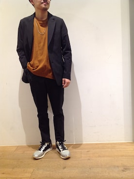 「SOLIDO（ソリード）のアイテム（ジャケット/アウター）」を使った、岡田さん（メンズ・165cm）の秋コーディネート