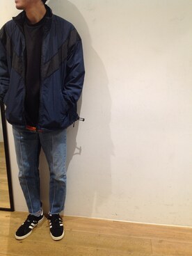 「B2nd」｜「アイテム（ナイロンジャケット）」を使った、岡田さん（メンズ・185cm）の秋コーディネート