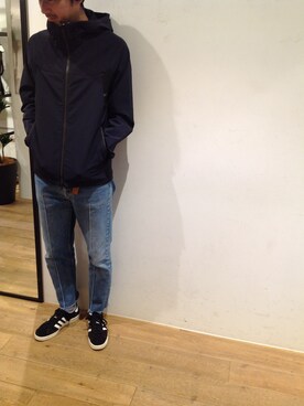 「SOLIDO（ソリード）のアイテム（ジャケット/アウター）」を使った、岡田さん（メンズ・185cm）の秋コーディネート