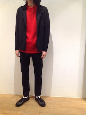 「KAZUYUKI KUMAGAI」｜「アイテム（スラックス）」を使った、岡田さん（メンズ・182cm）の秋コーディネート