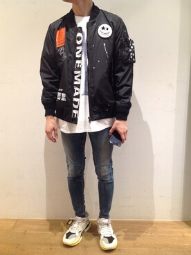 「surt」｜「アイテム（MA-1）」を使った、岡田さん（メンズ・172cm）の夏コーディネート