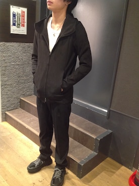 「OURET（オーレット）のアイテム（パーカー）」を使った、岡田さん（メンズ・172cm）の秋コーディネート
