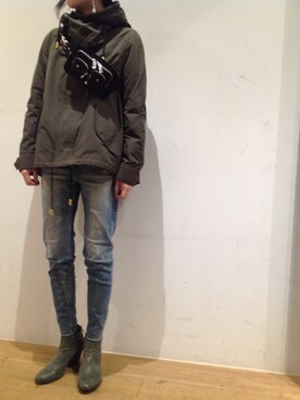 「Nunoo（ヌノー）のアイテム」を使った、岡田さん（レディース・158cm）の秋コーディネート