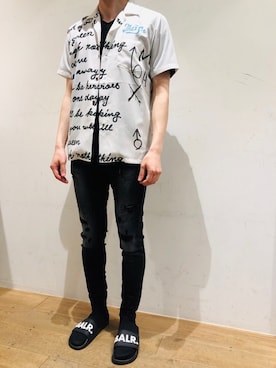 「BALR.（ボーラー）のアイテム（サンダル）」を使った、岡田さん（メンズ・172cm）の夏コーディネート