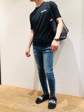 「BALR.（ボーラー）のアイテム（サンダル）」を使った、岡田さん（メンズ・172cm）の夏コーディネート