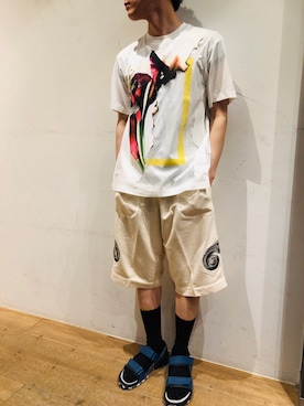 「B'2nd（ビーセカンド）のアイテム（サンダル）」を使った、岡田さん（メンズ・172cm）の夏コーディネート