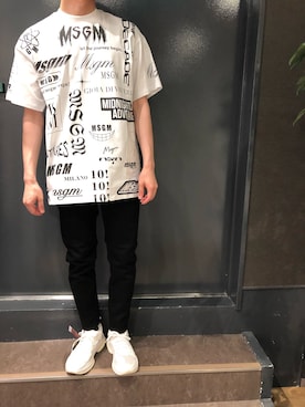 「MSGM（エムエスジーエム）のアイテム」を使った、岡田さん（メンズ・172cm）の夏コーディネート