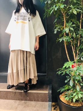 「オーバーＴシャツ」｜岡田さん（レディース・160cm）の夏コーディネート