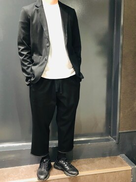 「BACKLASH（バックラッシュ）のアイテム（テーラードジャケット）」を使った、岡田さん（メンズ・172cm）の夏コーディネート