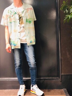 「アロハシャツ」｜岡田さん（メンズ・172cm）の夏コーディネート