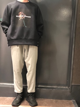 「B'2nd（ビーセカンド）のアイテム（スウェット）」を使った、岡田さん（メンズ・172cm）の夏コーディネート