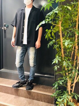 「アロハシャツ」｜岡田さん（メンズ・172cm）の秋コーディネート