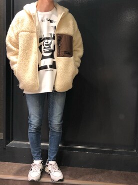 「グラフィックＴ」｜「アイテム（ブルゾン）」を使った、岡田さん（メンズ・172cm）の秋コーディネート
