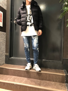 「TATRAS（タトラス）のアイテム（ダウンジャケット/コート）」を使った、岡田さん（メンズ・172cm）の冬コーディネート